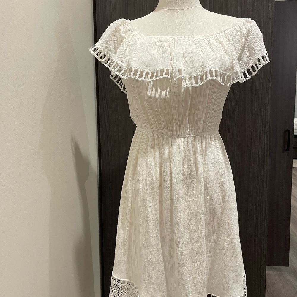 Express White Ruffle Mini Dress